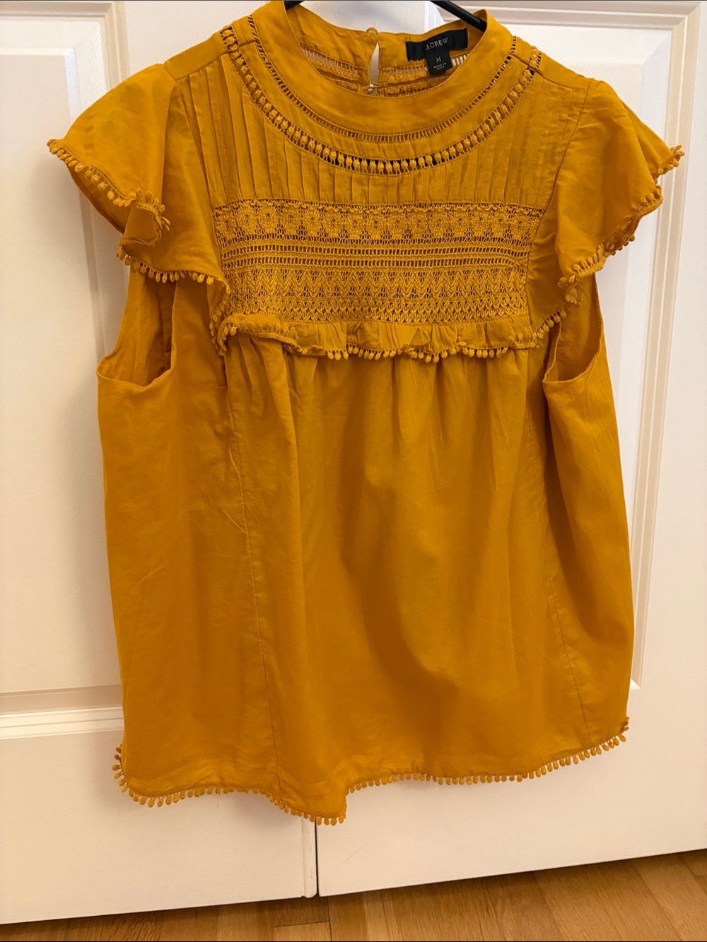 JCrew Mustard Embroidered Blouse